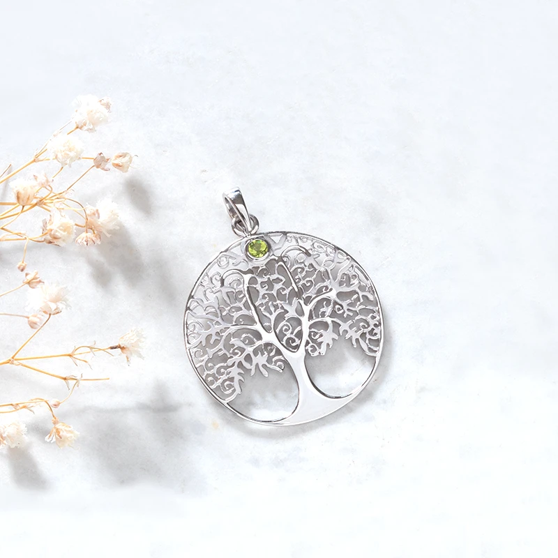 Tree of life pendant with peridot stone
