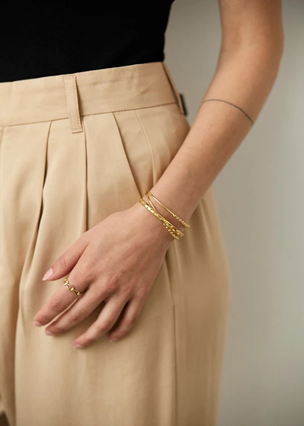 Yellow gold plated bracelets and ring